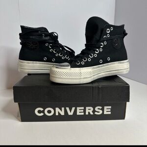 Converse Sneakers Black Chuck Taylor All Star Lift Hi Platform Punk Grunge SZ 5